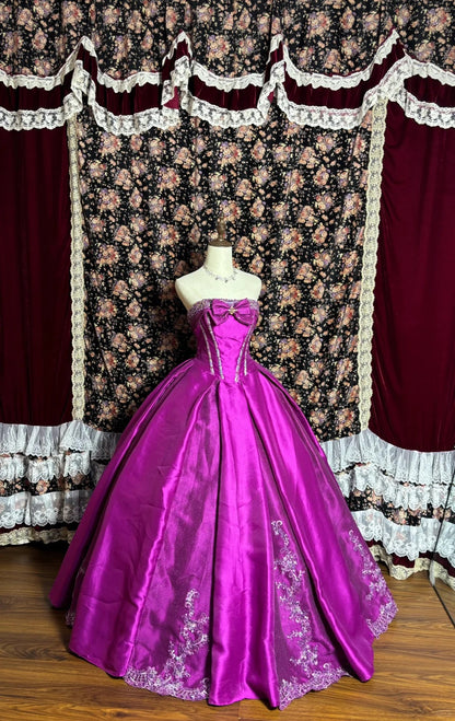 Artistic A-Line Strapless Evening Dresses Crystal Sequins Beading Bow Appliques Prom Dress AP2571