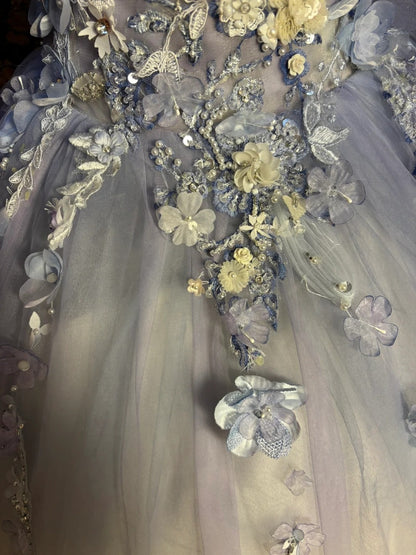 Stunning Ombre A-Line Off-Shoulder Evening Gowns Sequins Beading Appliques Long Sleeve Prom Dress AP2582