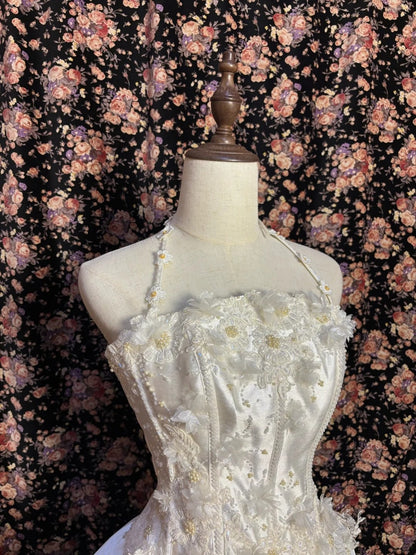 Chic Halter Neck A-Line Tiered Evening Gowns Beading Sequins Applique Prom Dress AP2592