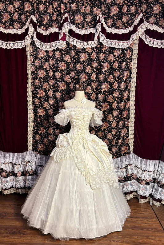 Luxury Off-Shoulder A-Line Formal Dresses Handmade Flowers Feather Prom Dress AP2594