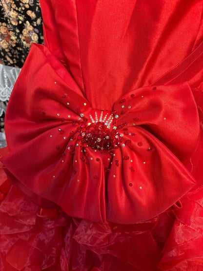 Sweet Strapless Mermaid Formal Dresses Crystals Rhinestone Sequins Red Prom Dress AP2599