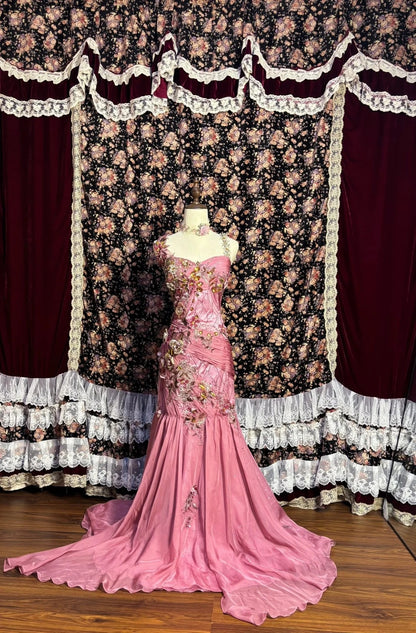 Ethereal Spaghetti Strap Mermaid Prom Dress Sequins Beading Applique Crystals Formal Dresses AP2605