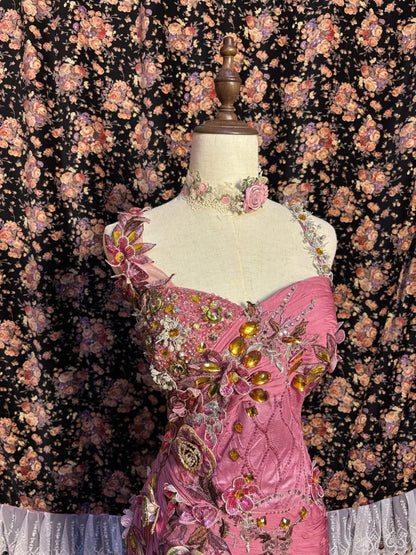 Ethereal Spaghetti Strap Mermaid Prom Dress Sequins Beading Applique Crystals Formal Dresses AP2605