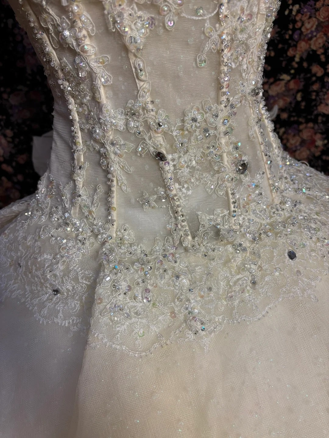 Alluring Spaghetti Strap A-Line Prom Dress Sequins Beading Crystals Bows Lace Formal Dresses AP2607