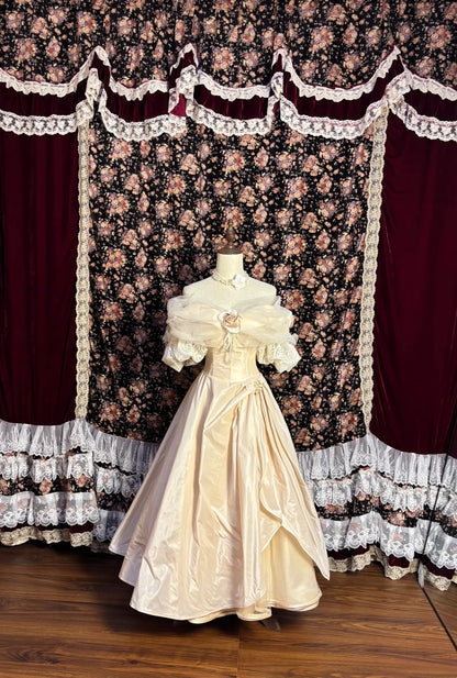 Glamorous Off-Shoulder A-Line Formal Dresses Handmade Flowers Beading Pearls Prom Dress AP2610