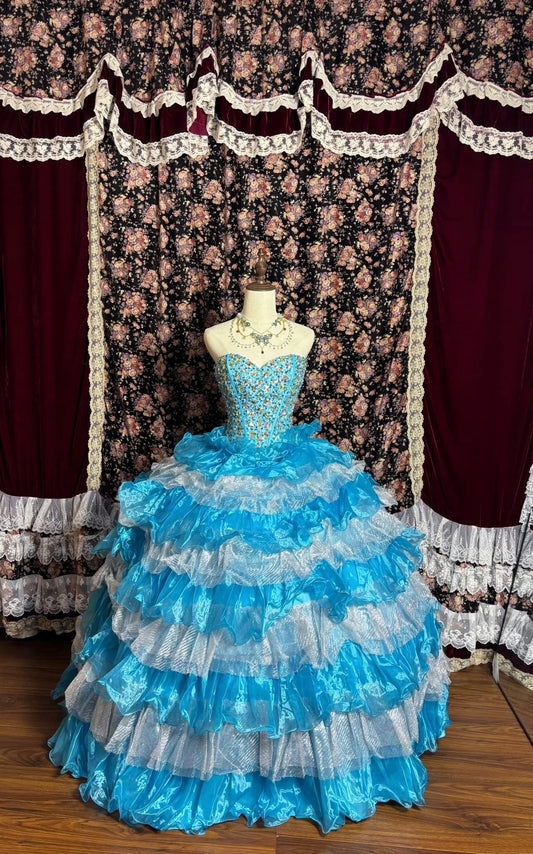 Novelty A-Line Sweetheart Neck Evening Gowns Beaded Sequins Rhinestone Prom Dress AP2614