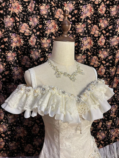 French Style A-Line Off-Shoulder Bridal Gowns Beaded Crystal Sequins Pearls Lace Wedding Dress AP2618