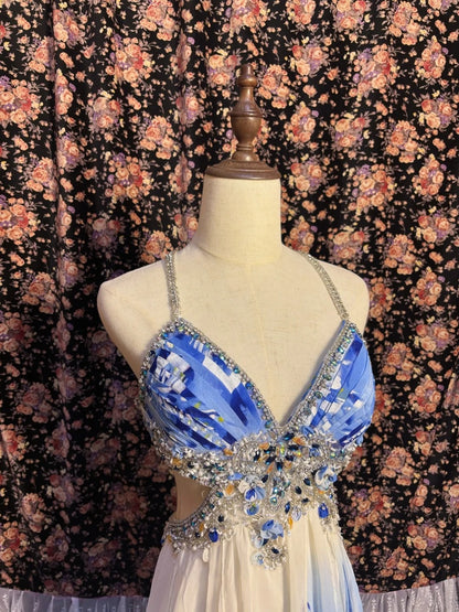 Dopamine Style Spaghetti Strap Sheath Prom Dress Appliques Beaded Sequins Crystals Formal Dresses AP2620