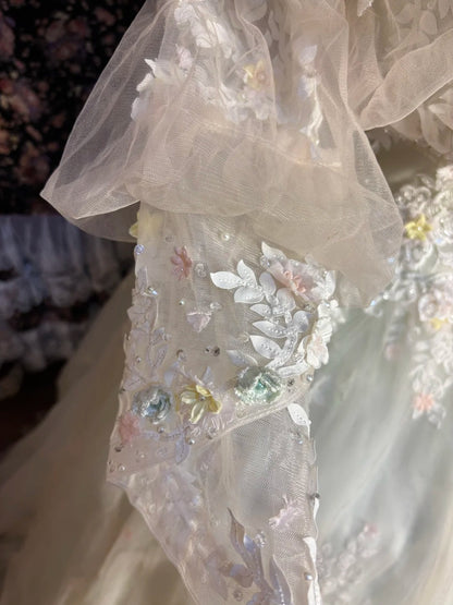 Luxury Off-Shoulder A-Line Evening Gowns Appliques Sequins Beading Long Sleeve Prom Dress AP2626