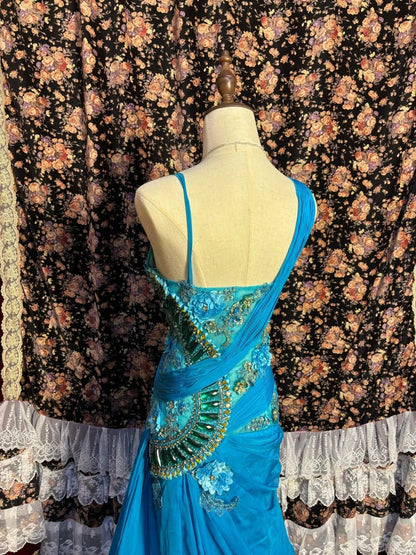 Graceful Spaghetti Strap Mermaid Prom Dress Handmade Flowers Rhinestone Sequins Beaded Formal Dresses AP2627