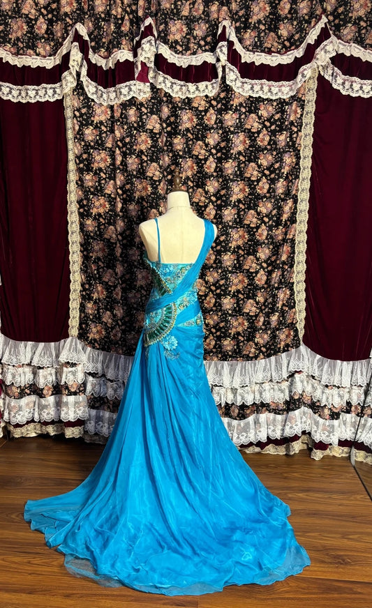 Graceful Spaghetti Strap Mermaid Prom Dress Handmade Flowers Rhinestone Sequins Beaded Formal Dresses AP2627