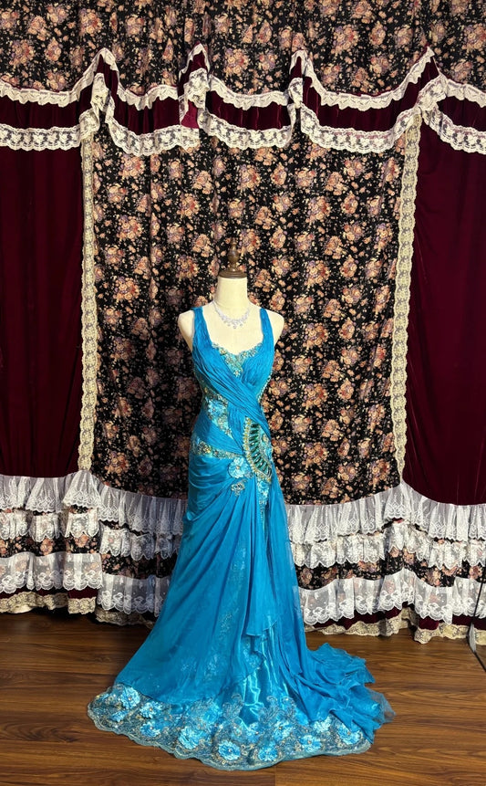 Graceful Spaghetti Strap Mermaid Prom Dress Handmade Flowers Rhinestone Sequins Beaded Formal Dresses AP2627