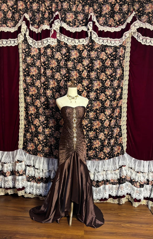 Elegant Strapless Mermaid Formal Dresses Sequins Crystals Rhinestone Pleated Prom Dress AP2628