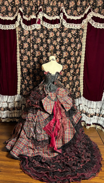 Fantastic Strapless A-Line Evening Dresses Crystals Bow Sequins Beaded Plaid Prom Dress AP2630