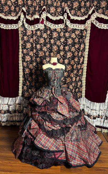 Fantastic Strapless A-Line Evening Dresses Crystals Bow Sequins Beaded Plaid Prom Dress AP2630