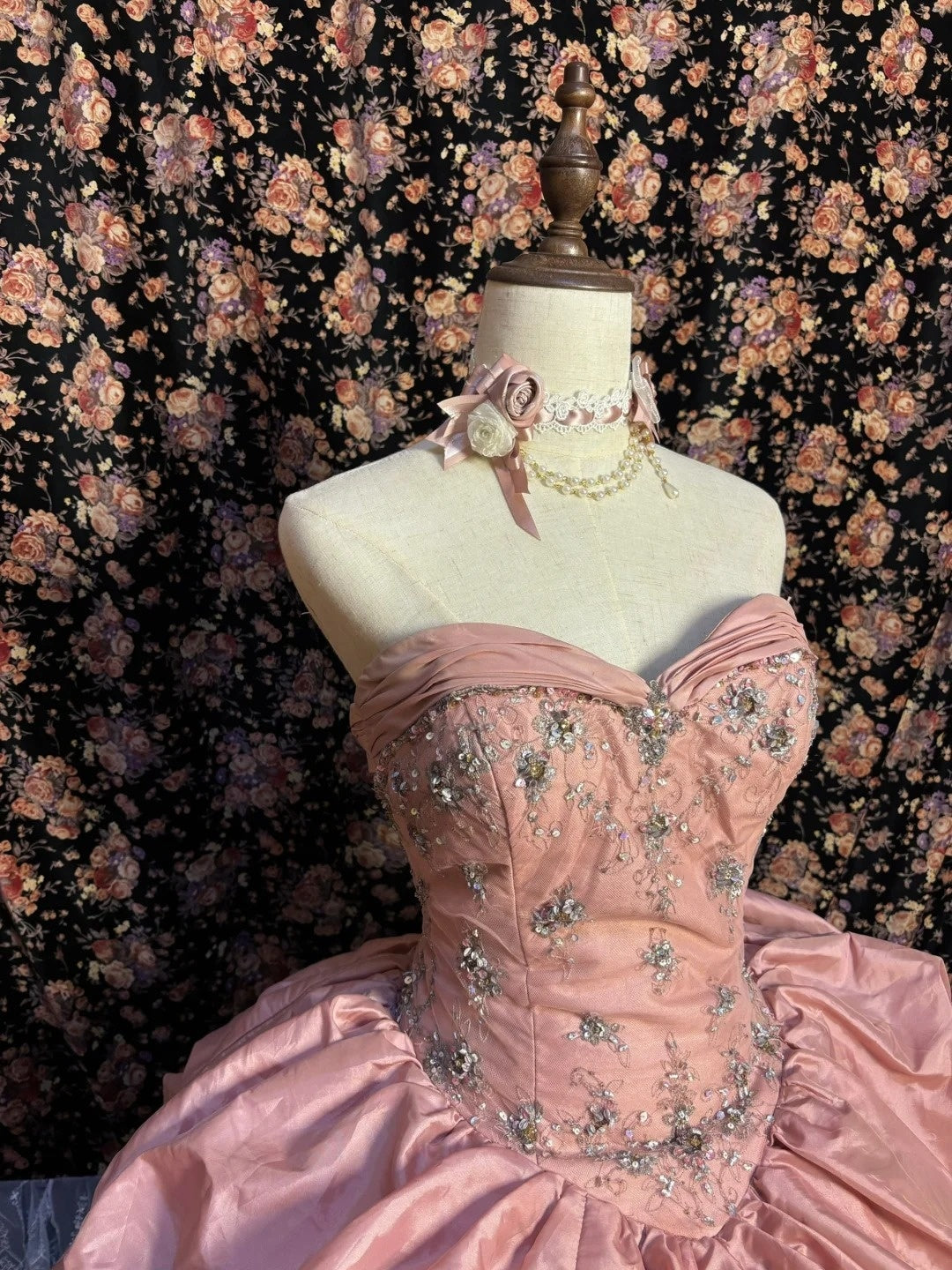 Cute Strapless A-Line Evening Dresses Pink Sequins Crystals Prom Dress AP2632