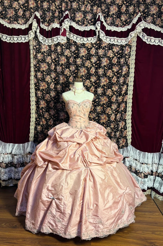 Cute Strapless A-Line Evening Dresses Pink Sequins Crystals Prom Dress AP2632