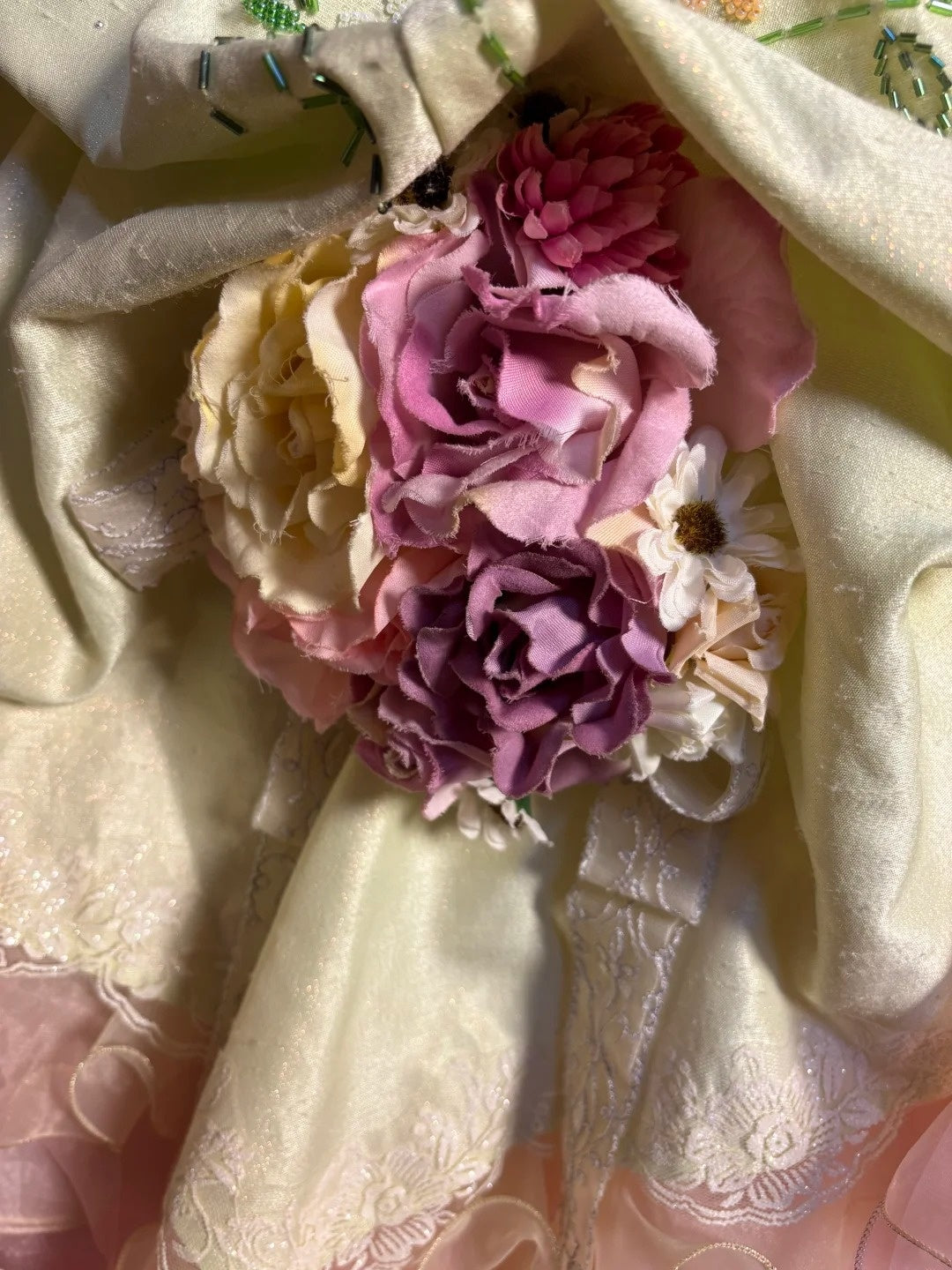 Artistic Strapless A-Line Evening Dresses Sequins Beading Handmade Flowers Bow Prom Dress AP2634