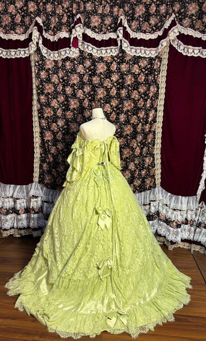 Glam Off-Shoulder A-Line Long Sleeve Evening Gowns Lace Beading Appliques Bow Prom Dress AP2640