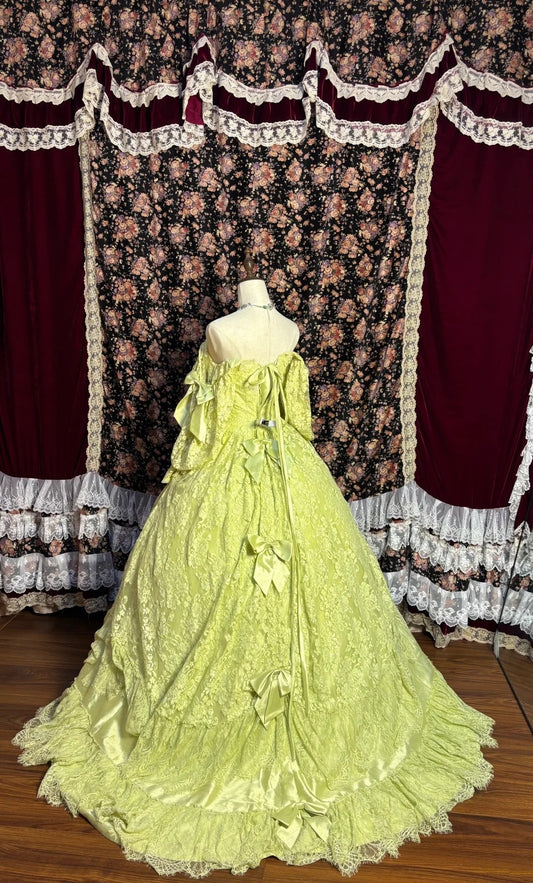 Glam Off-Shoulder A-Line Long Sleeve Evening Gowns Lace Beading Appliques Bow Prom Dress AP2640