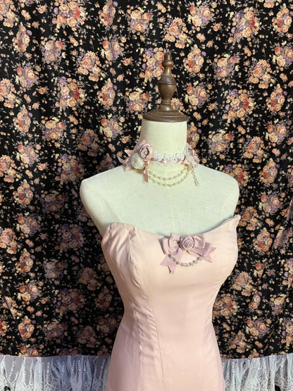 Glamorous Strapless Mermaid Formal Dresses Bow Beading Appliques Feathers Tiered Prom Dress AP2641