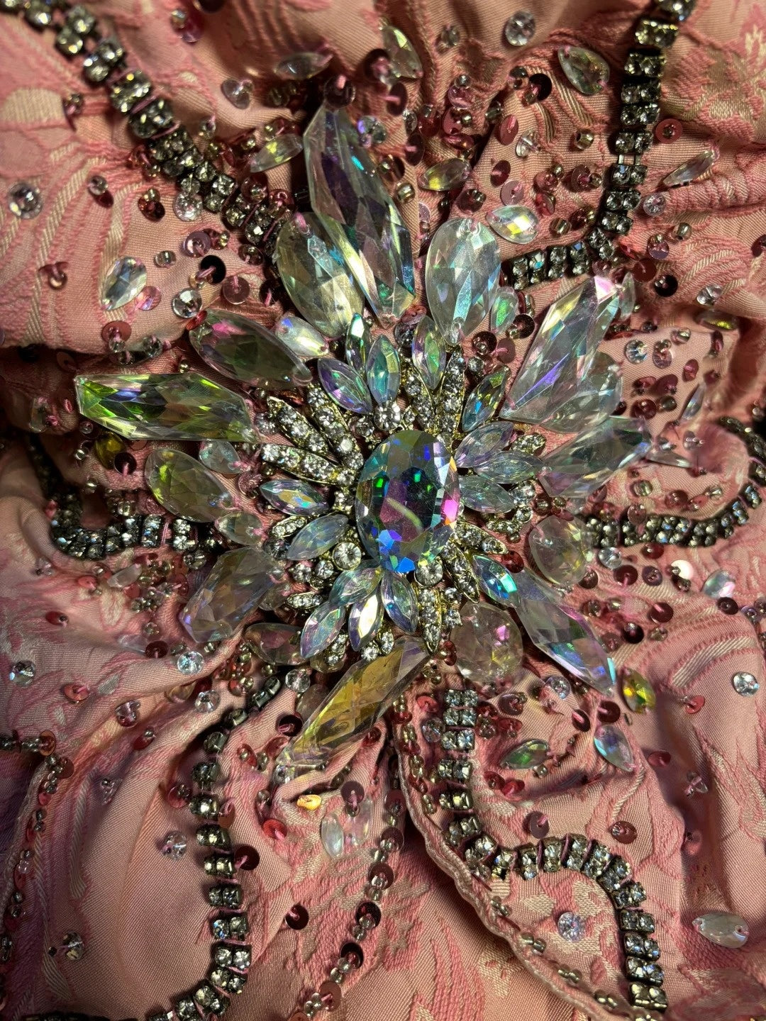 Dramatic Spaghetti Strap A-Line Prom Dress Sequins Applique Crystals Beading Formal Dresses AP2642