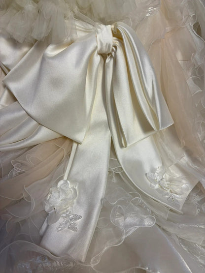 Fabulous A-Line Strapless Bridal Gowns Beading Bow Appliques Wedding Dress AP2653