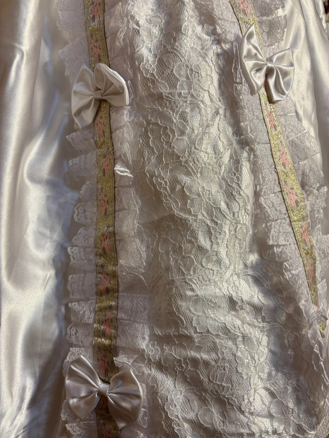 Elegant Off-Shoulder A-Line Short Sleeve Evening Dress Satin Bows Lace Sequins Beaded Prom Dress AP2661