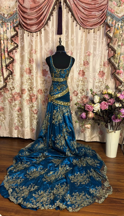 Dreamy Square Neck Mermaid Formal Dresses Sequins Beaded Applique Crystals Prom Dress AP2668