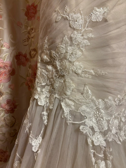 Ethereal Strapless Mermaid Bridal Gowns Sequins Appliques Tulle Layered Wedding Dress AP2669