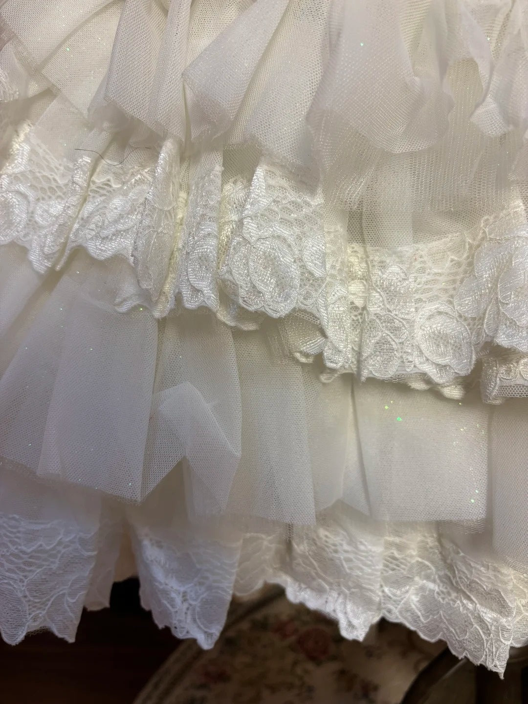 Sheen A-Line Square Neck Short Sleeve Birthday Outfit Beaded Appliques Tiered Homecoming Dress AP2670