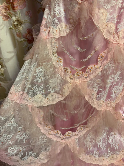 Alluring Spaghetti Strap Sheath Prom Dress Pink Lace Beaded Sequins Bow Formal Dresses AP2671