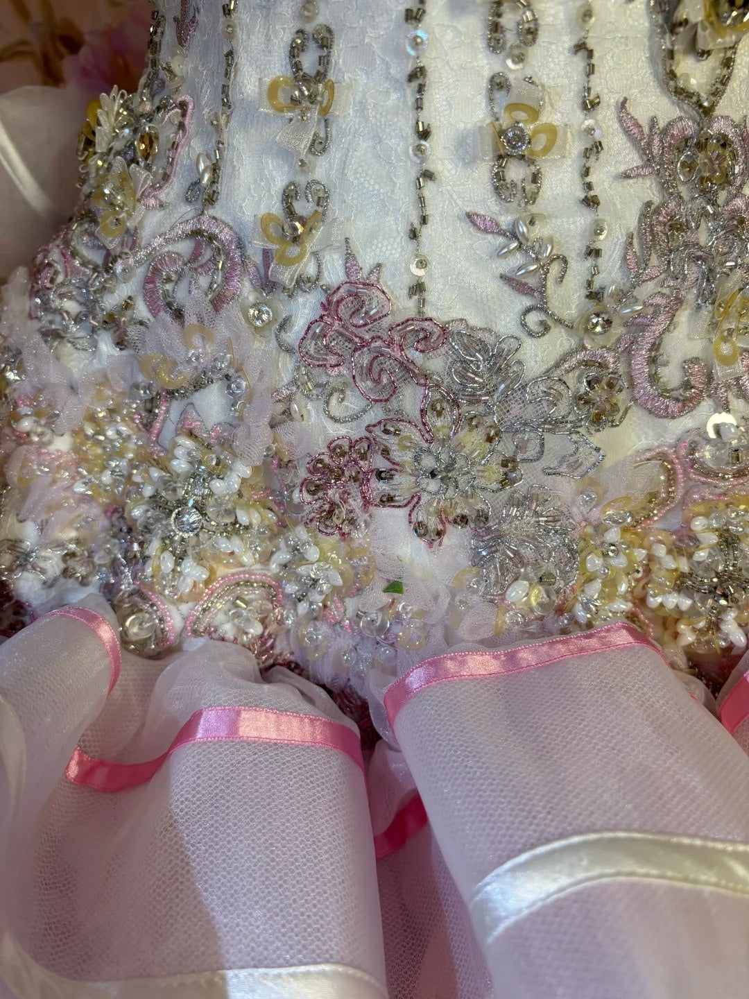 Ruffled Strapless A-Line Evening Dresses Sequins Handmade Flowers Appliques Rhinestone Prom Dress AP2675