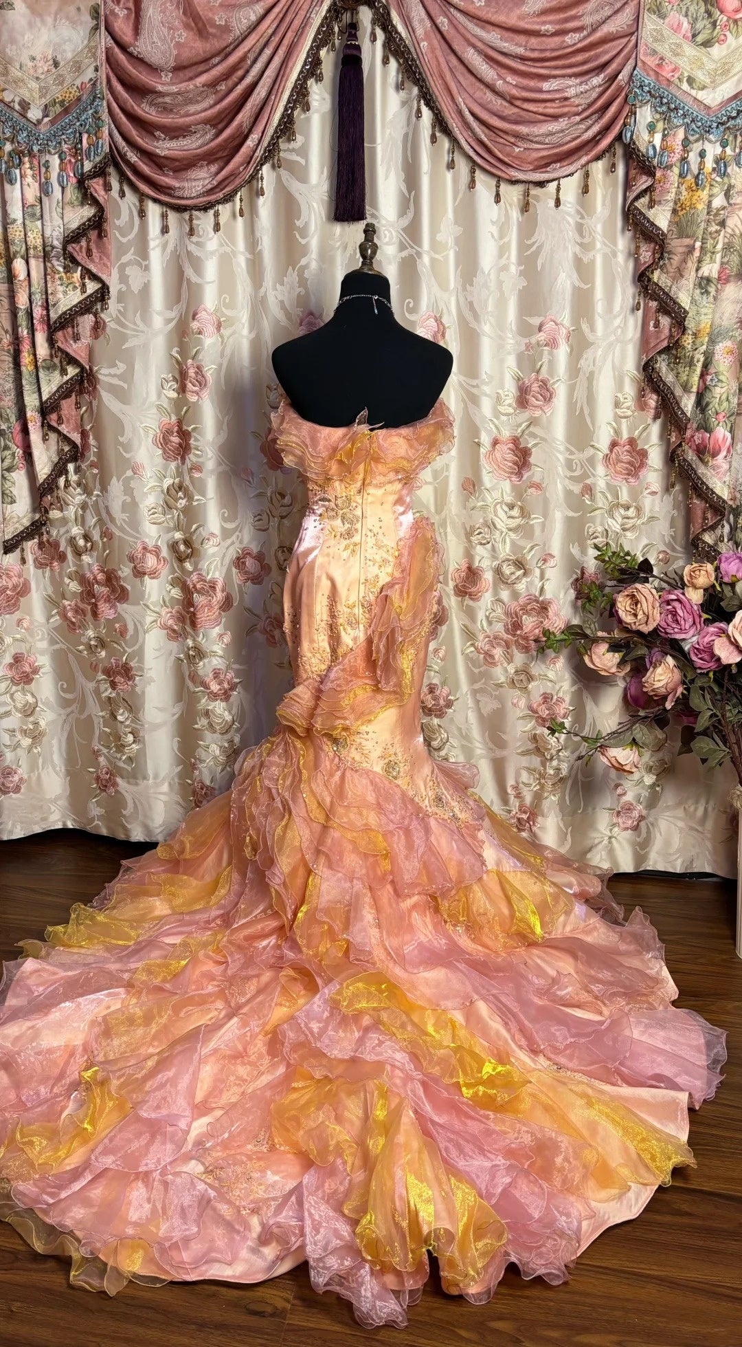 Stunning Strapless Formal Dresses Mermaid Beading Sequins Appliques Prom Dress AP2680