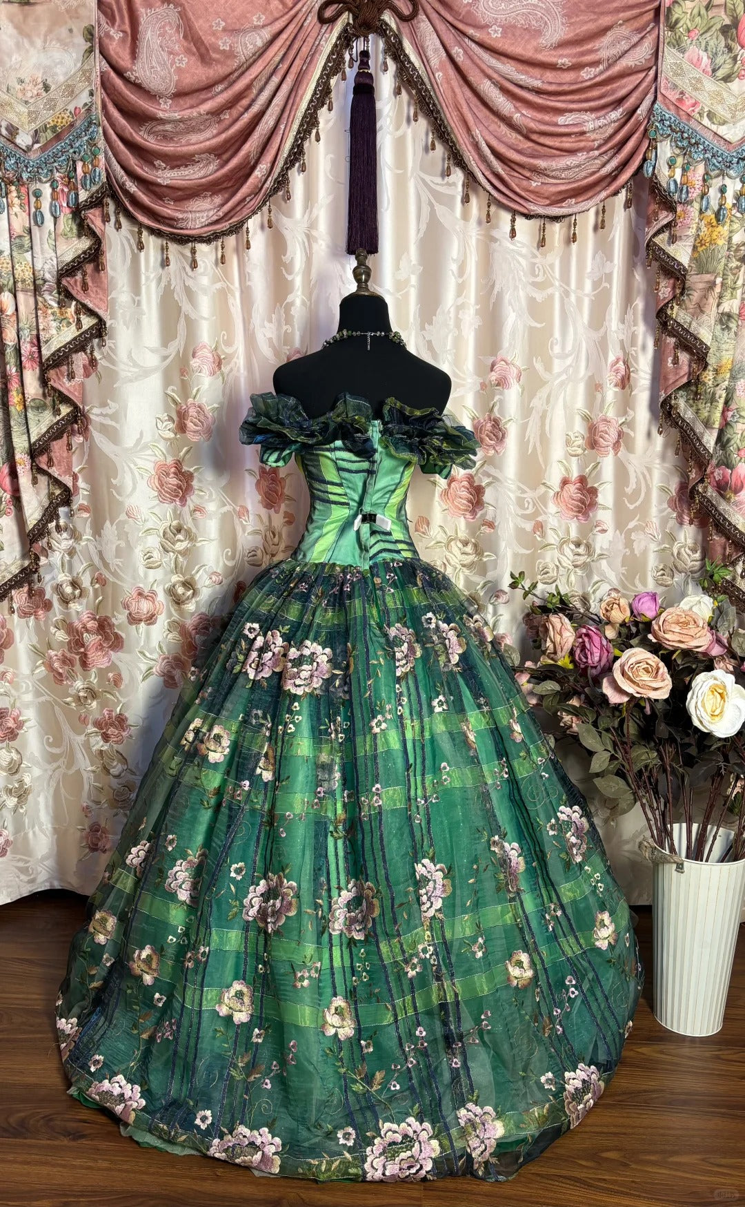 Dopamine Style Off-Shoulder Evening Gowns A-Line Floral Embroidery Sequins Prom Dress AP2690