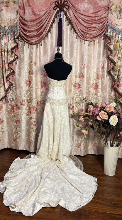 Bling Strapless Sheath Bridal Gowns Sequins Beaded Appliques Wedding Dress AP2693