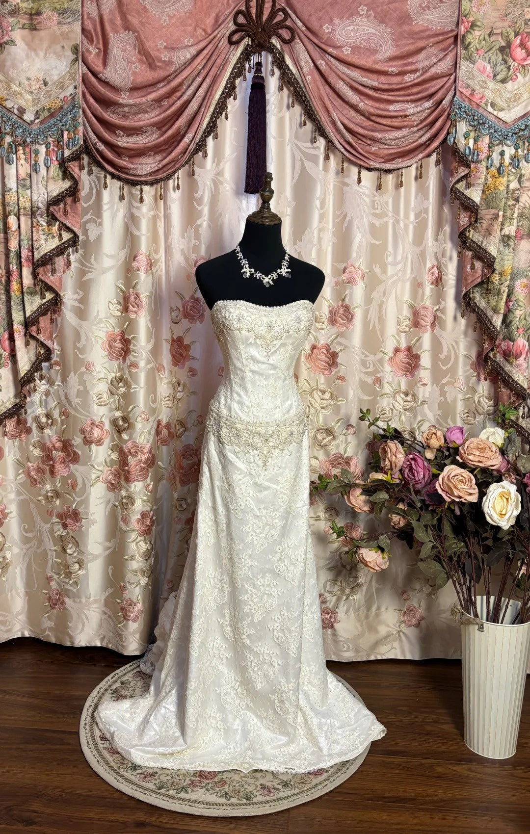 Bling Strapless Sheath Bridal Gowns Sequins Beaded Appliques Wedding Dress AP2693