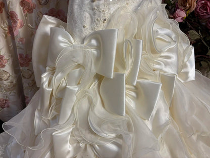 Ornate Mermaid Bridal Gowns Strapless Pearls Beading Sequins Bows Appliques Wedding Dress AP2709