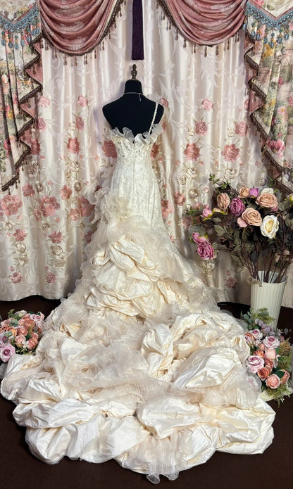 Fabulous One-Shoulder Mermaid Bridal Gowns Beading Crystals Applique Sequins Wedding Dress AP2710