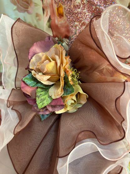 Cute Strapless A-Line Evening Dresses 3D Flowers Sequins Ruffles Tulle Prom Dress AP2719