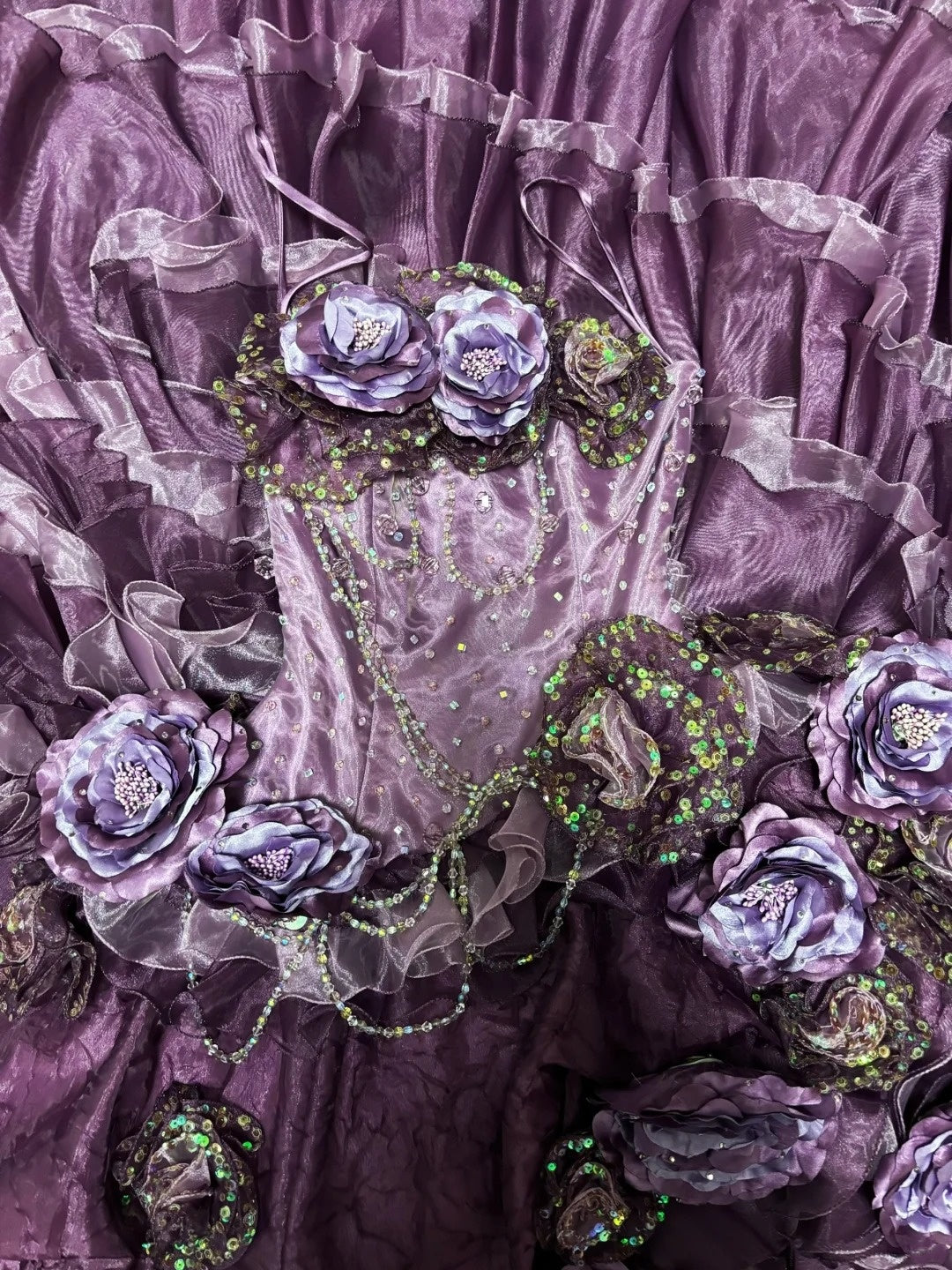 3D Floral Strapless A-Line Evening Dresses Sequins Beading Appliques Prom Dress AP2724