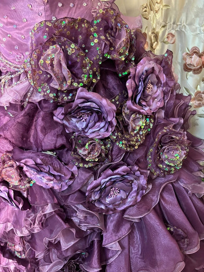 3D Floral Strapless A-Line Evening Dresses Sequins Beading Appliques Prom Dress AP2724