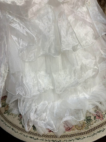 Sheen Mermaid Strapless Bridal Gowns Sequins Appliques Beading Tulle Wedding Dress AP2726