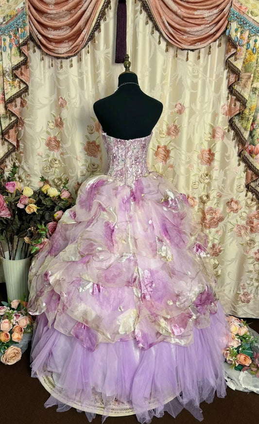 Adorable Strapless A-Line Evening Dresses Rhinestones Appliques Beaded Sequins Tulle Prom Dress AP2743