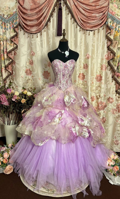 Adorable Strapless A-Line Evening Dresses Rhinestones Appliques Beaded Sequins Tulle Prom Dress AP2743