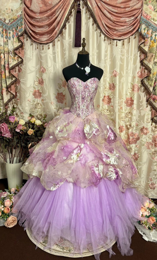 Adorable Strapless A-Line Evening Dresses Rhinestones Appliques Beaded Sequins Tulle Prom Dress AP2743