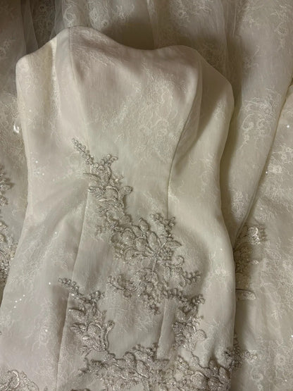 Stylish Mermaid Strapless Bridal Gowns Beading Appliques Sequins Long Wedding Dress AP2749