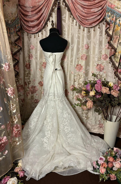 Stylish Mermaid Strapless Bridal Gowns Beading Appliques Sequins Long Wedding Dress AP2749