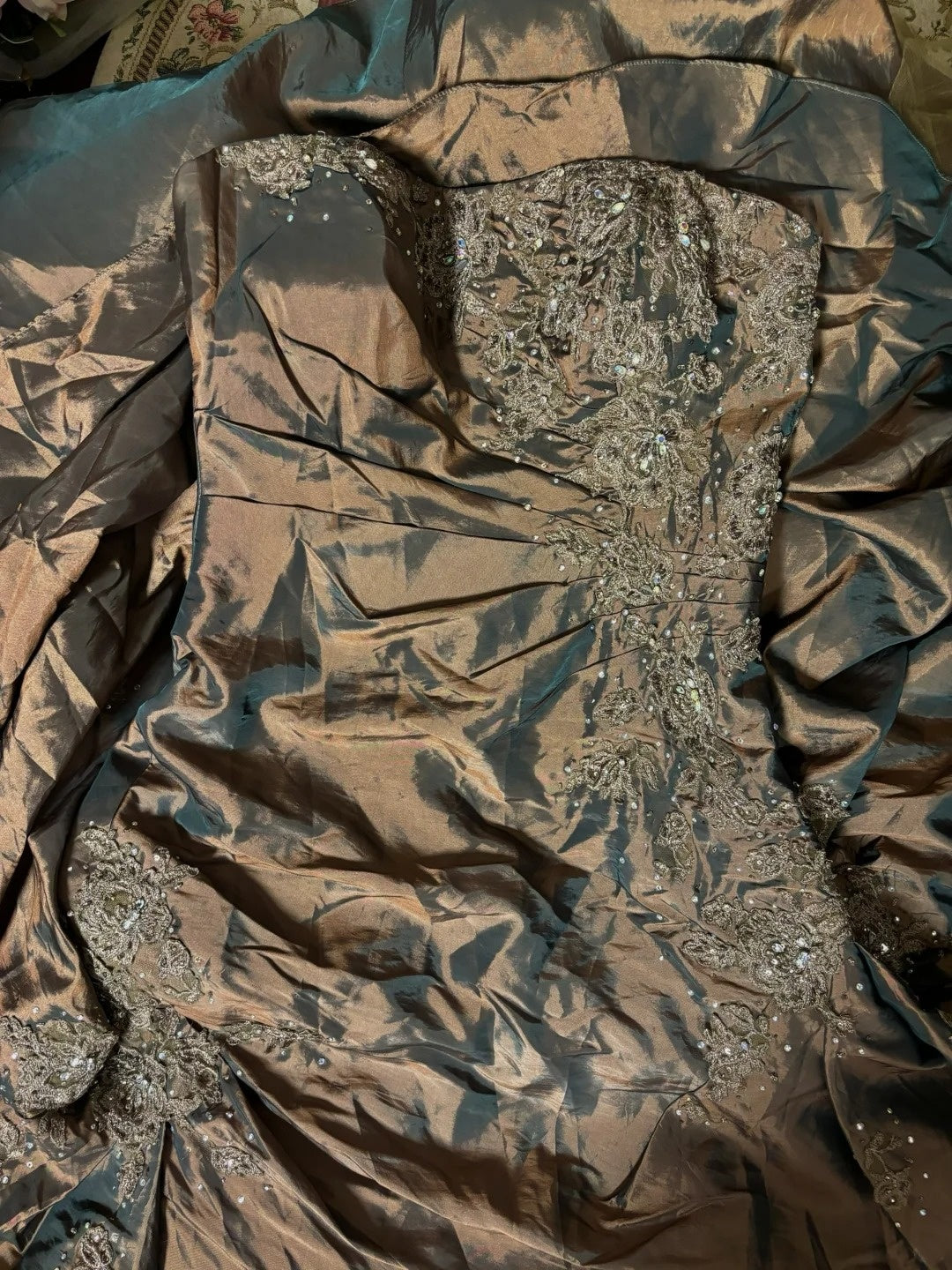 Pretty Strapless Mermaid Evening Gowns Appliques Sequins Beaded Prom Dress AP2759