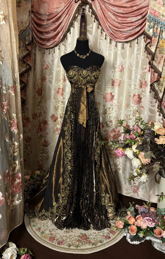 A-Line Detachable Spaghetti Strap Pleated Prom Dress Appliques Sequins Beading Bow Evening Gowns AP2764